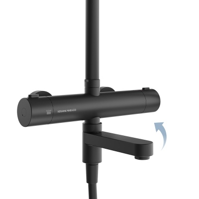 Душевая колонна FONTE на 3 потока с поворотным изливом с термостатическим смесителем, черный матовый