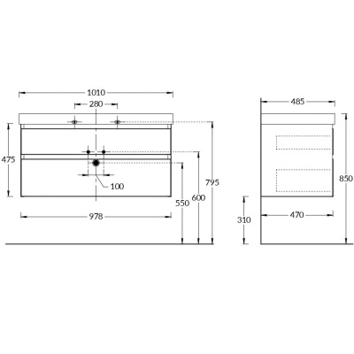 Тумба Cubo/Кубо подвесная с ящиками 100, лимо матовая Тумба Cubo/Кубо подвесная с ящиками 100, лимо матовая