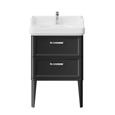 Тумба Pompei/Помпеи напольная с 2 ящиками 60, черная глянцевая