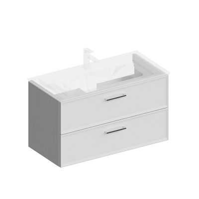 Тумба Piano Classic/Пиано Классик подвесная 95 см, 2 ящика, ясень белый матовый