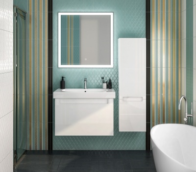 Раковина Buongiorno/Бонджорно подвесная/мебельная 80, белая глянцевая