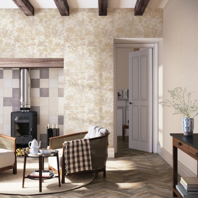 Обои виниловые Оазис мотив, бежевый, белый Обои виниловые Оазис мотив, бежевый, белый