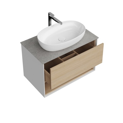 Тумба Plaza Modern/Плаза Модерн подвесная 80 дуб виченца 1 ящик + полка Тумба Plaza Modern/Плаза Модерн подвесная 80 дуб виченца 1 ящик + полка