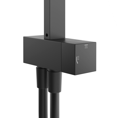 Душевая колонна квадратная Fonte/Фонте на 2 потока без смесителя, черный матовый