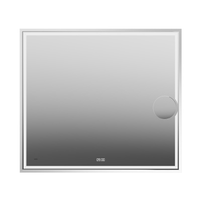 Зеркало Tecno/Текно c LED 90 с макро линзой, с подсветкой, с функцией антизапотевание, белый глянцевый