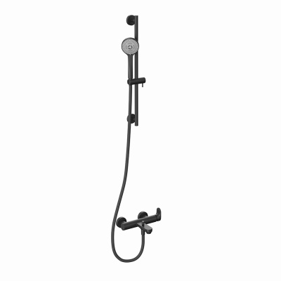 Душевая стойка OLE c лейкой и шлангом, черный матовый