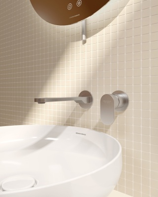 Смеситель для раковины SIARA настенный, с внутренней частью, нержавеющая сталь