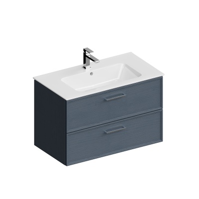 Тумба PIANO Classic подвесная 85 см, 2 ящика, ясень синий матовый