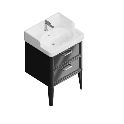 Тумба Pompei/Помпеи напольная с 2 ящиками 60, черная глянцевая