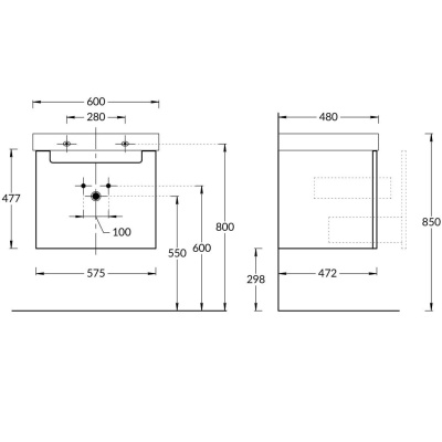 Тумба Buongiorno/Бонджорно подвесная 60 с ящиком 1 + 1, дуб