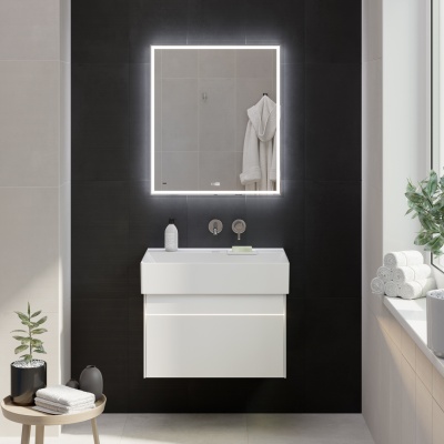 Зеркало Tecno/Текно c LED 70 с подсветкой, с функцией антизапотевание, белый глянцевый Зеркало Tecno/Текно c LED 70 с подсветкой, с функцией антизапотевание, белый глянцевый