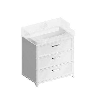 Тумба Pompei/Помпеи напольная с 3 ящиками 80, белая глянцевая