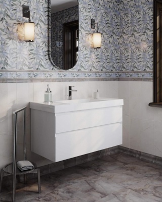 Раковина Cubo/Кубо подвесная\мебельная 100, белая глянцевая