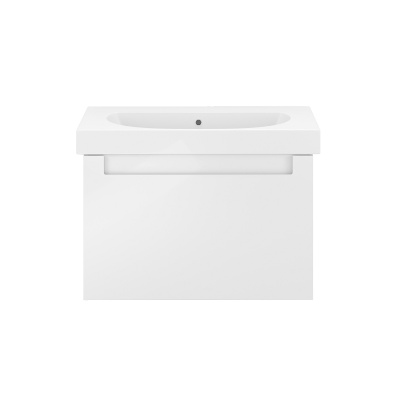 Тумба Buongiorno Plus/Бонджорно Плюс подвесная с ящиками 80, белая глянцевая-дуб Кантри