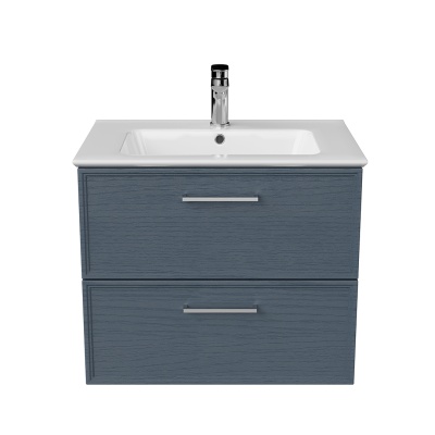 Тумба Piano Classic/Пиано Классик подвесная 65 см, 2 ящика, ясень синий матовый