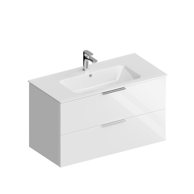 Тумба PIANO Forte подвесная 95 см, 2 ящика, белый глянцевый