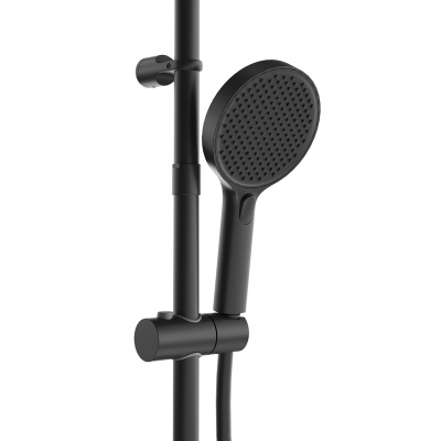 Душевая колонна FONTE на 3 потока с поворотным изливом и механическим смесителем, черный матовый