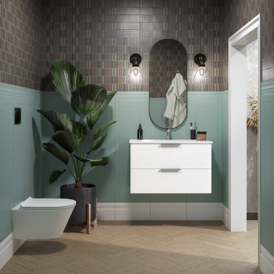 Тумба Piano Forte/Пиано Форте подвесная 85 см, 2 ящика, белый глянцевый