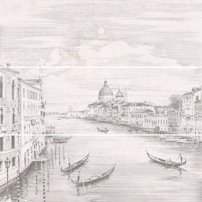 Панно Город на воде Venice матовый (из 3 ч. разм. 25х75) обрезной 75x75x0,9