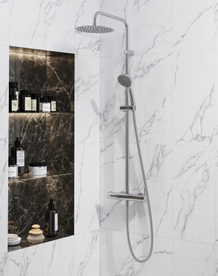 Душевая колонна Nota/Нота на 2 потока с механическим смесителем с ручным душем на 5 режимов, хром