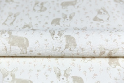 Обои виниловые на флизелиновой основе Уик-энд мотив, бежевый корги Обои виниловые на флизелиновой основе Уик-энд мотив, бежевый корги