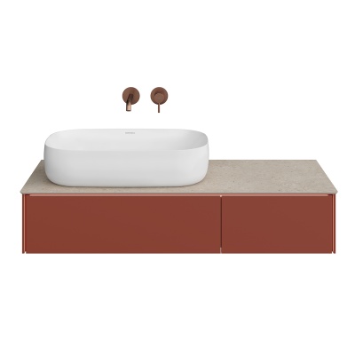 Тумба Magica/Маджика подвесная 120, 2 ящика, венецианский красный матовый                         