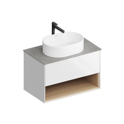 Тумба Plaza Modern/Плаза Модерн подвесная 80 белый 1 ящик + полка