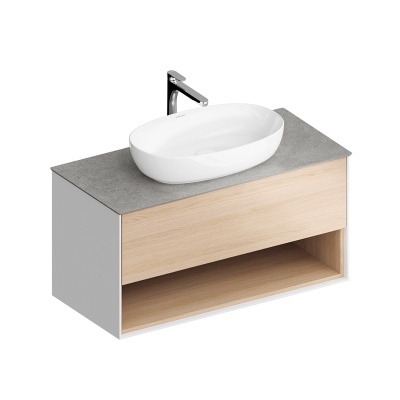 Тумба Plaza Modern/Плаза Модерн подвесная 100 дуб виченца 1 ящик + полка Тумба Plaza Modern/Плаза Модерн подвесная 100 дуб виченца 1 ящик + полка