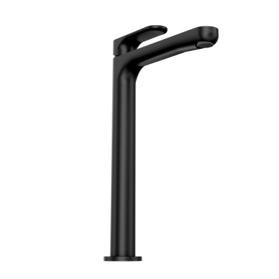Смеситель для раковины Ole/Оле однорычажный высокий без донного клапана, матовый черный