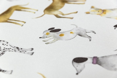 Обои виниловые на флизелиновой основе Уик-энд мотив, серый собачки