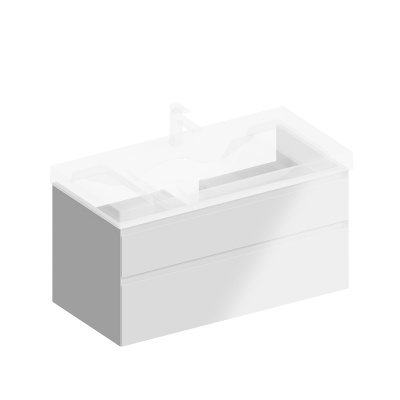 Тумба Cubo/Кубо подвесная с ящиками 100, белая глянцевая Тумба Cubo/Кубо подвесная с ящиками 100, белая глянцевая