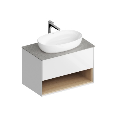 Тумба Plaza Modern/Плаза Модерн подвесная 80 белый 1 ящик + полка