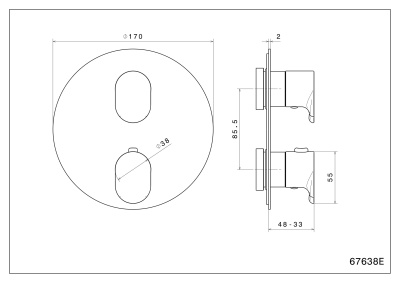 Встраиваемый термостатический смеситель для душа OLE с регулировкой температуры, титановый атласный