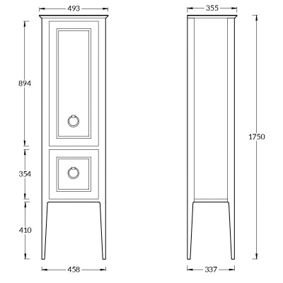 Пенал PLAZA Classic напольный 175, белый матовый