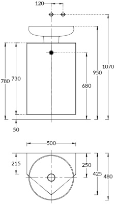 Тумба-модуль CARAVAN под раковину со столешницей без боковин, подвесная 50, push, марокканский гранатовый