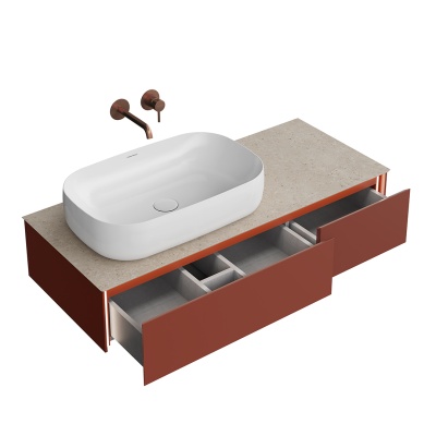 Тумба MAGICA подвесная 120, 2 ящика, венецианский красный матовый                         