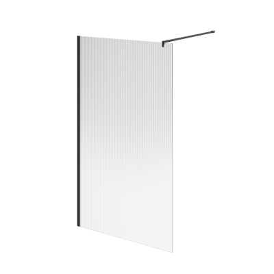 Душевая перегородка CRISTALLO с рифленым стеклом, 120х210, матовый черный