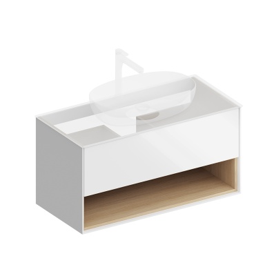 Тумба PLAZA Modern подвесная 100 белый 1 ящик + полка Тумба PLAZA Modern подвесная 100 белый 1 ящик + полка