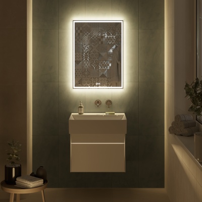 Зеркало TECNO c LED 60 с подсветкой, с функцией антизапотевание, белое глянцевое Зеркало TECNO c LED 60 с подсветкой, с функцией антизапотевание, белое глянцевое