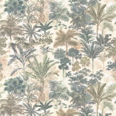 Обои виниловые Оазис мотив, тёмный зелёный