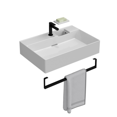 Держатель для полотенец к раковинам LOGICA 70 с крепежом, черный матовый