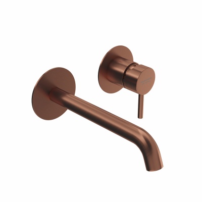 Смеситель для раковины ETERNA настенный, без донного клапана, брашированная медь