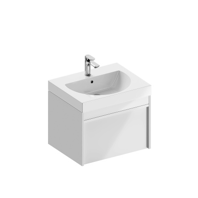 Тумба MODULA подвесная 60 с ящиком 1+1, белая глянцевая Тумба MODULA подвесная 60 с ящиком 1+1, белая глянцевая