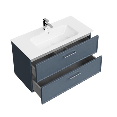 Тумба PIANO Classic подвесная 95 см, 2 ящика, ясень синий матовый