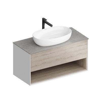 Тумба PLAZA Modern подвесная с ящиком и полкой 100, дуб Орегон