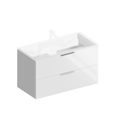 Тумба PIANO Forte подвесная 95 см, 2 ящика, белый глянцевый