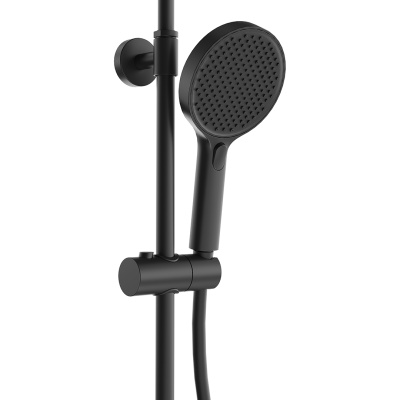 Душевая колонна FONTE на 3 потока с фиксированным изливом и механическим смесителем, черный матовый Душевая колонна FONTE на 3 потока с фиксированным изливом и механическим смесителем, черный матовый