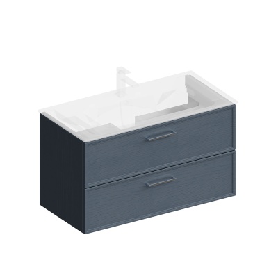 Тумба PIANO Classic подвесная 95 см, 2 ящика, ясень синий матовый