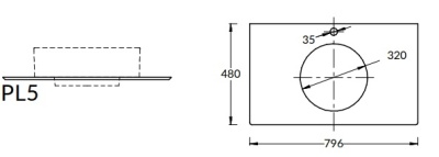 Столешница из керамогранита для накладных раковин, Про Лаймстоун 80 см, бежевый темный натуральный