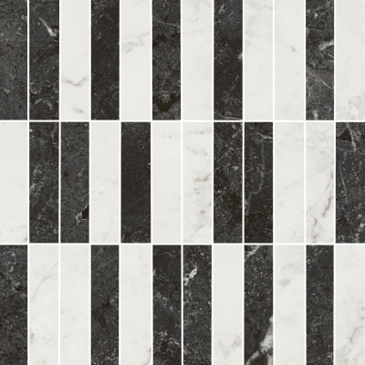 Декор Тубкаль мозаичный микс чёрный белый глянцевый обрезной 30x30x0,9 Декор Тубкаль мозаичный микс чёрный белый глянцевый обрезной 30x30x0,9